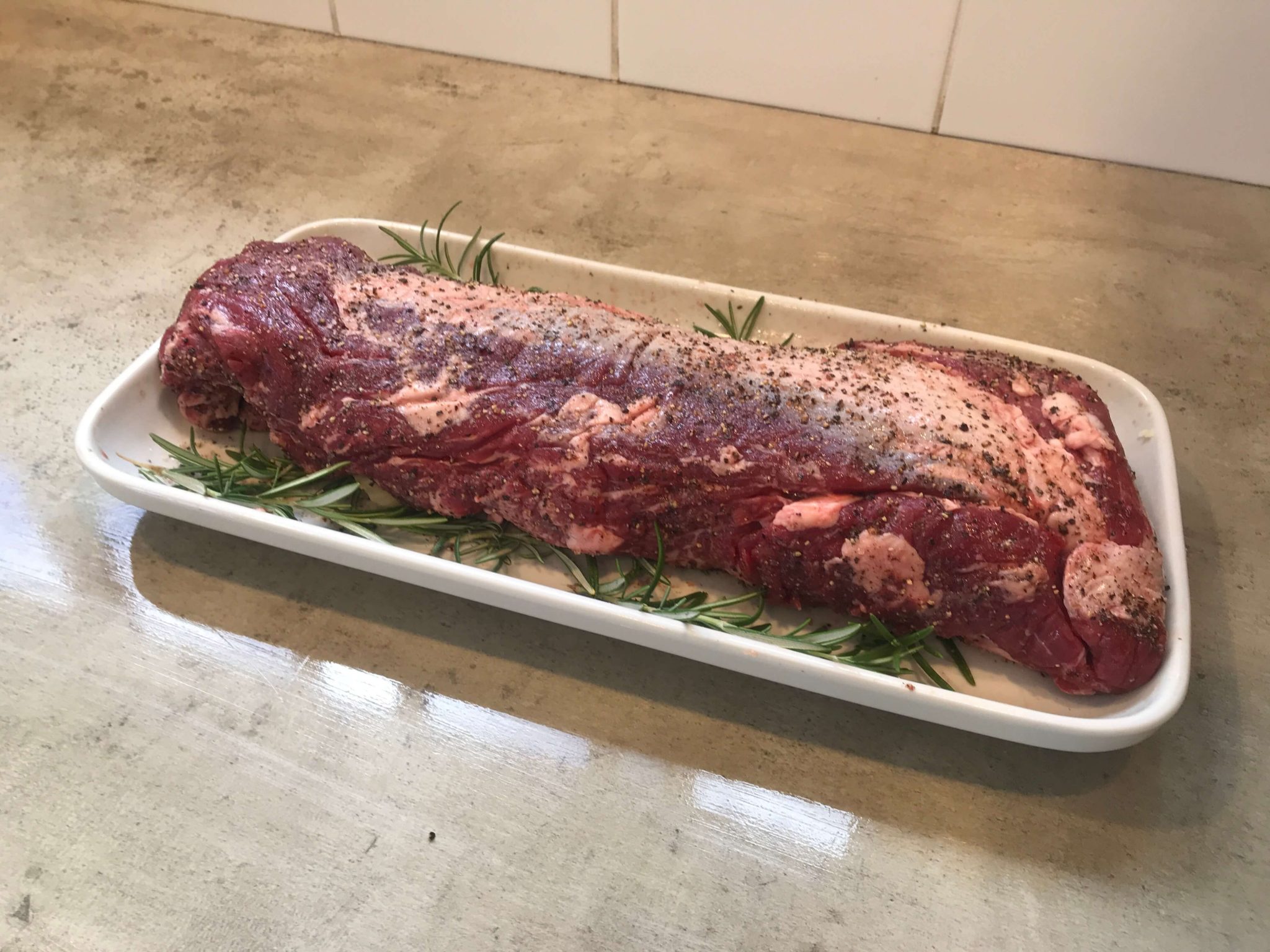 beef tenderloin on the grill