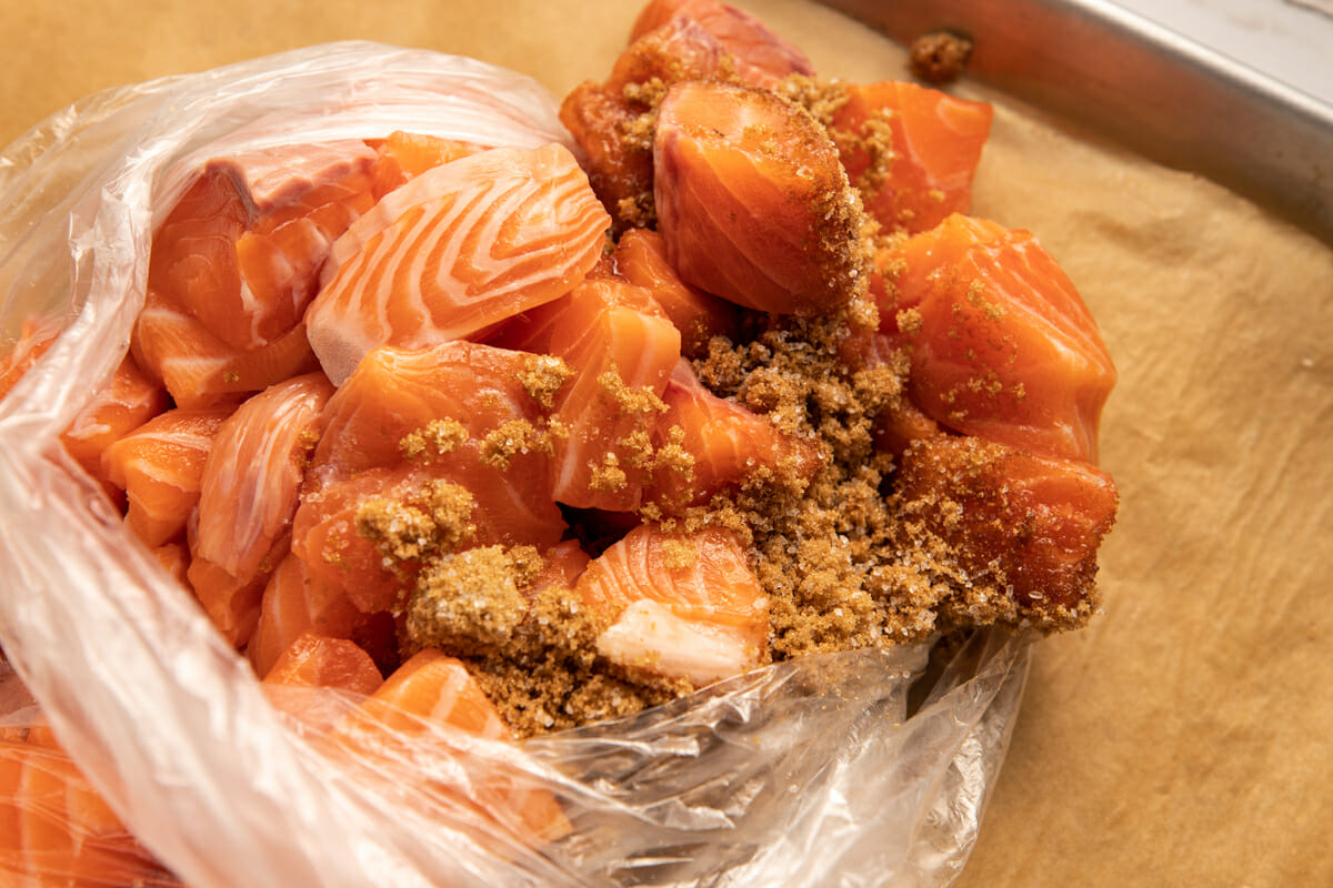 Salmon Burnt Ends on a Pit Boss Simply Meat Smoking